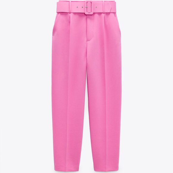 ZARA PANTS WITH FABRIC-COVERED BELT - Picture 3 of 5